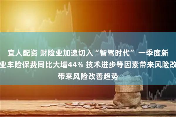 宜人配资 财险业加速切入“智驾时代” 一季度新能源商业车险保费同比大增44% 技术进步等因素带来风险改善趋势