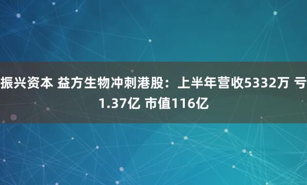 振兴资本 益方生物冲刺港股：上半年营收5332万 亏1.37亿 市值116亿